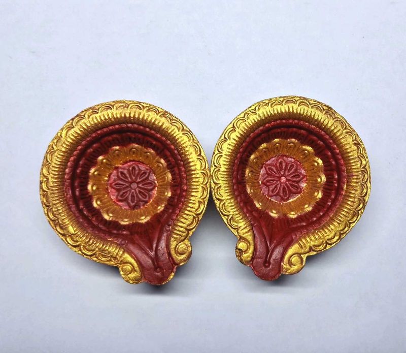 Golden & Red Color Diyas