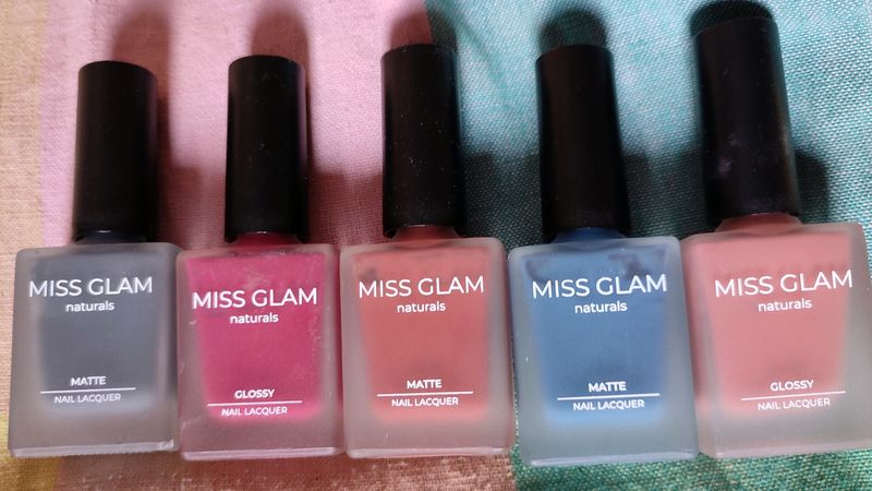 Combo of Five Miss Glam Collection Nail Polishes