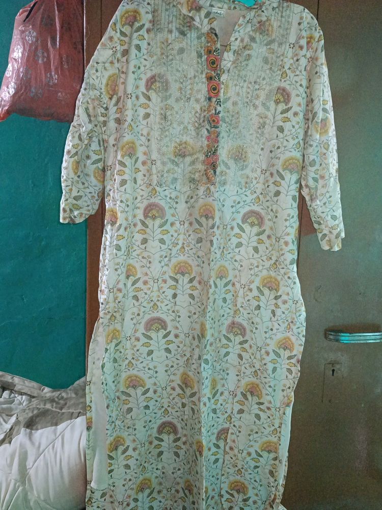 Off White Chanderi Silk Kurta