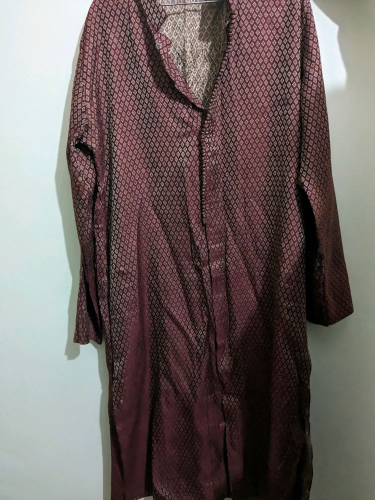 Manyavar Maroon Ethnic Kurta For Men's