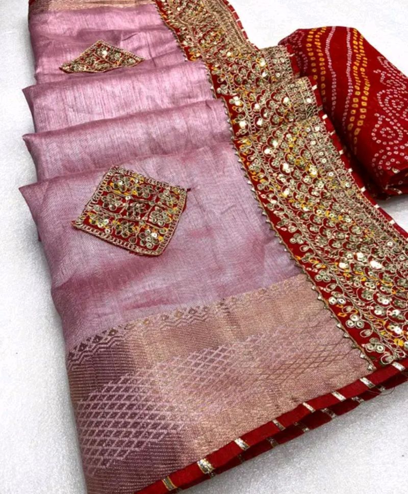 Women Beautiful Zari Border Sari With Blouse Piece