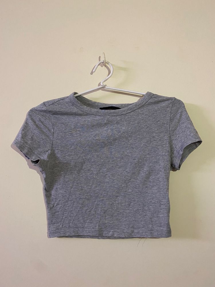 SHEIN basic grey crop top