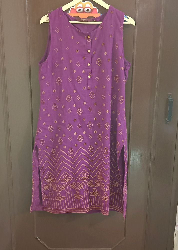 Purple And Golden Kurti