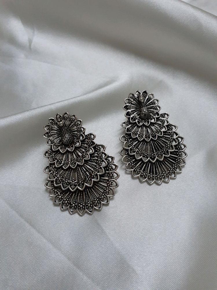 Oxidised Peacock Earrings (Stud)