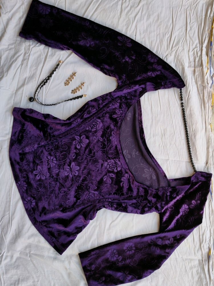 Whimsigoth 90s purple Velvet Top backless