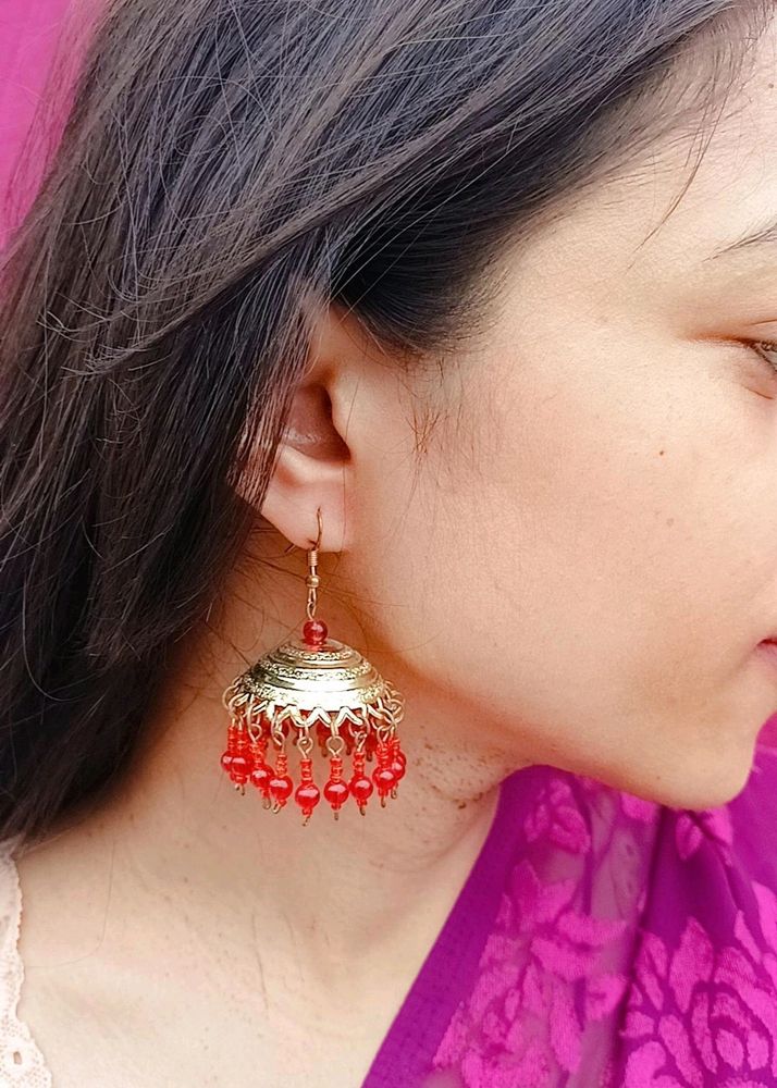 Red- Beaded Earrings