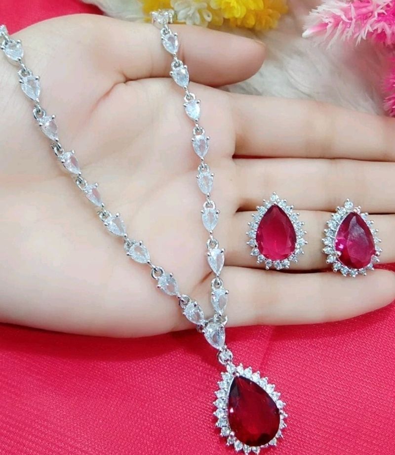 Red American Doamond Jewellery Set