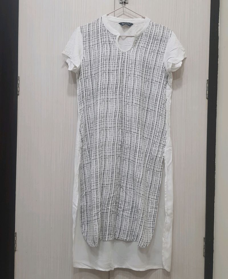 Black And White Rayon Kurti