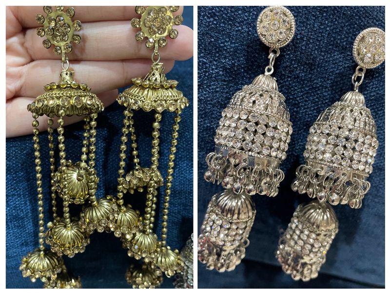 Combo Of 2 Jhumkas Gold And Silver.