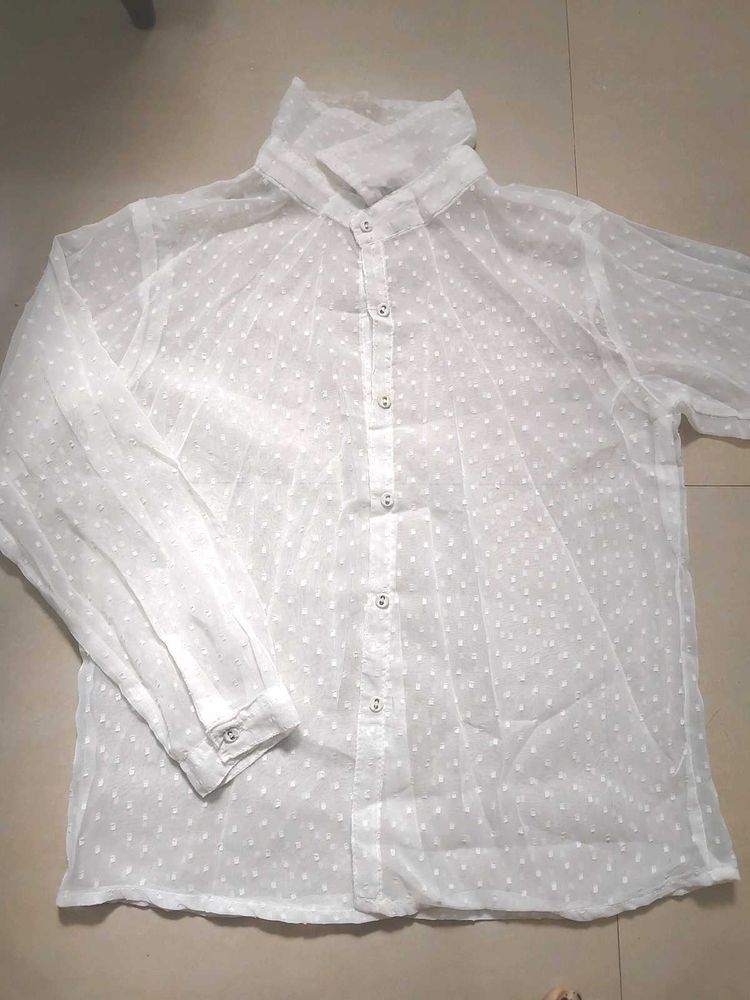 White Transparent Shirt For Women