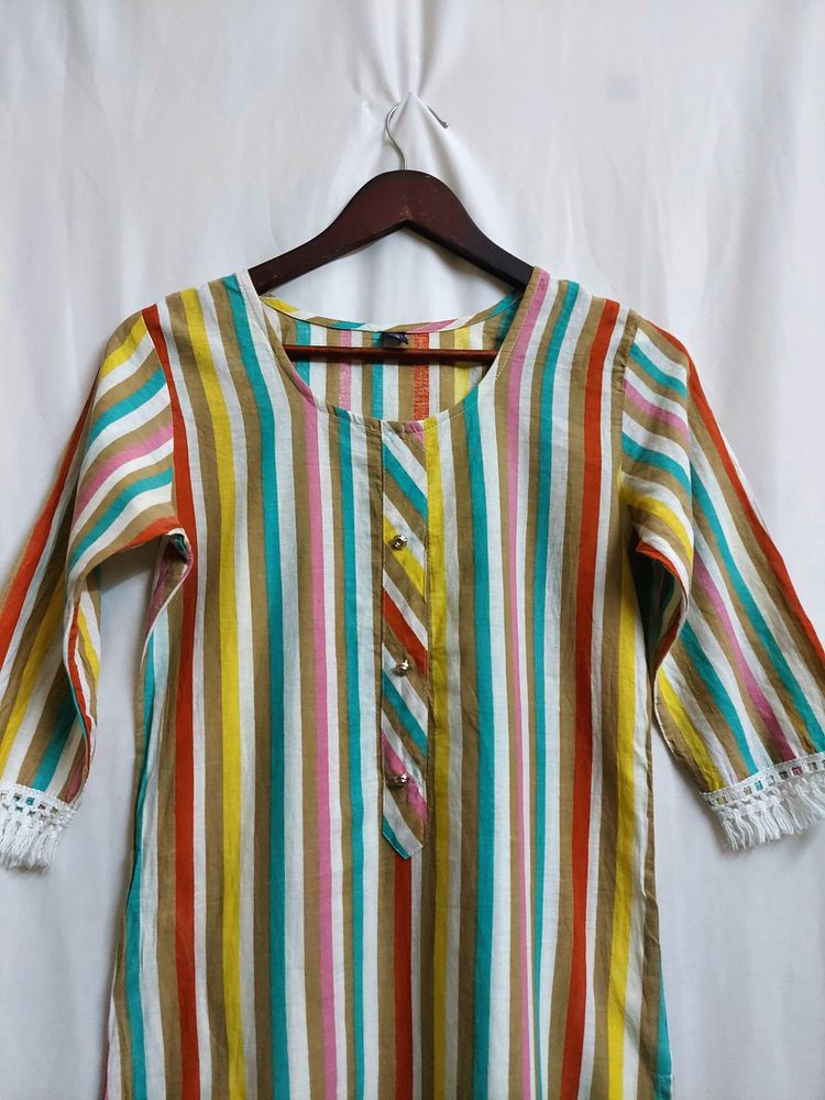 Multicolored Vertical Stripes Kurta