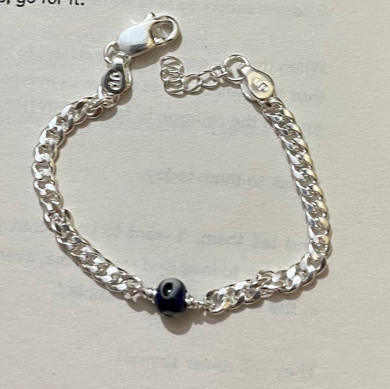 Unisex Silver Evil Eye Bracelet