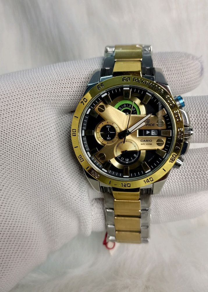 Casio Edifice Chronograph Black Dial Gold Metal Me