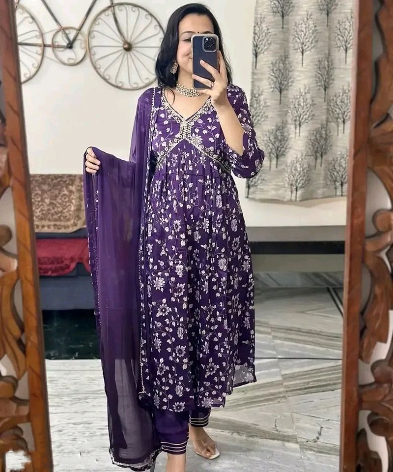 Anarkali Purple Dress Ramzan Special Offer