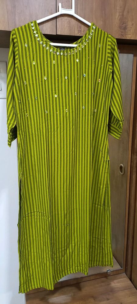 Beautiful Office wear Olive Green Half Sleeve Kurti