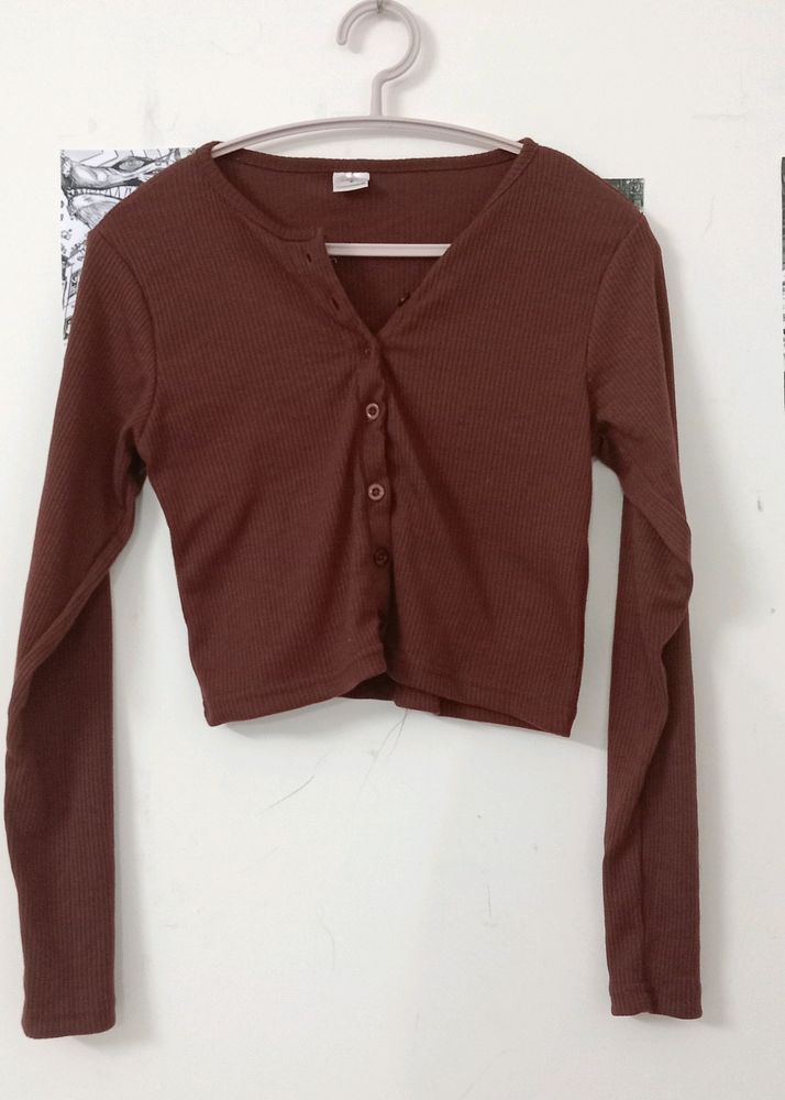 Brown Button On Top/Cardigan