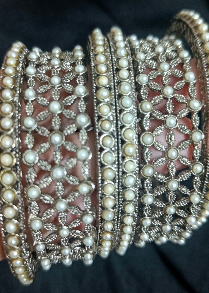 Pearls Bangles Set of 6 In The Size 2.4