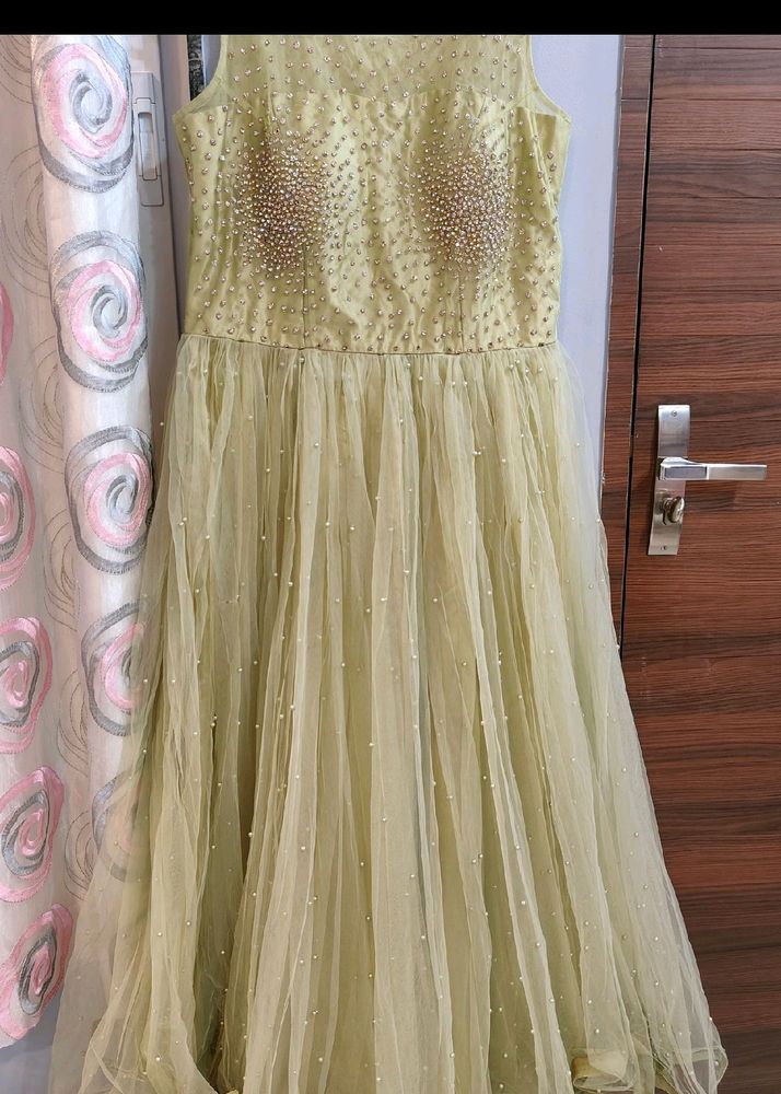 Last Price ❗❗Bridal Green Pearl Embedded Gown