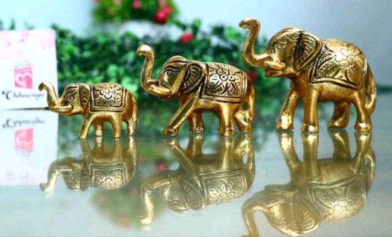 Gold Elephant Showpiece For Home Decor Pack Of 3