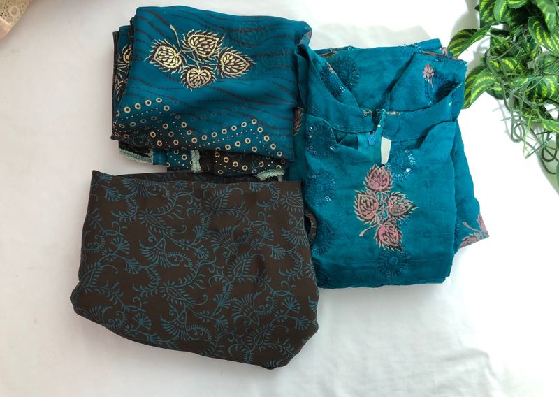 Sea Green Printed Kurta Set(Women’s)