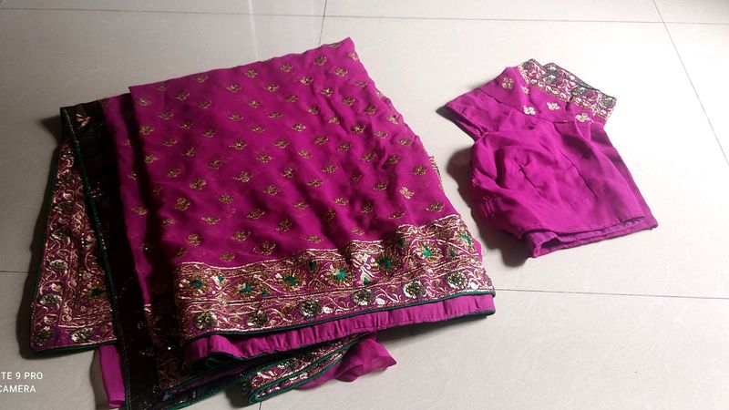 Saree With Stiched Blouse