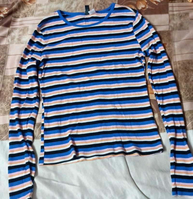 H&M Full Sleeve Stripped Tshirt