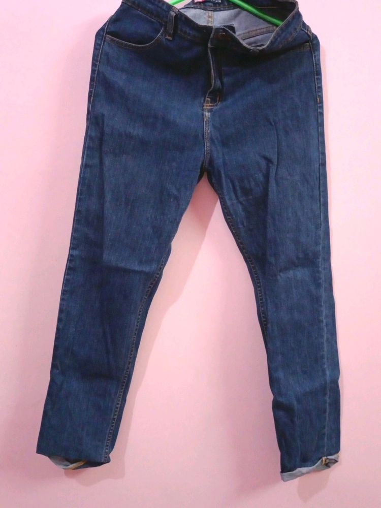 Kotty Navy Blue Straight Fit Jeans