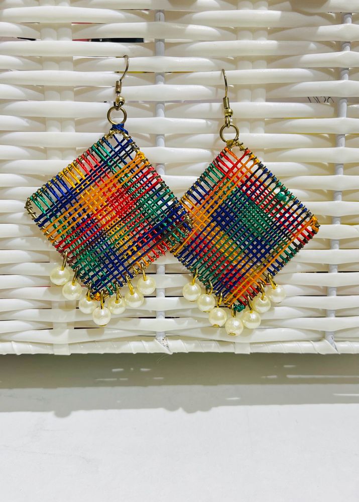 Multicoloured Beaded Drop Earrings