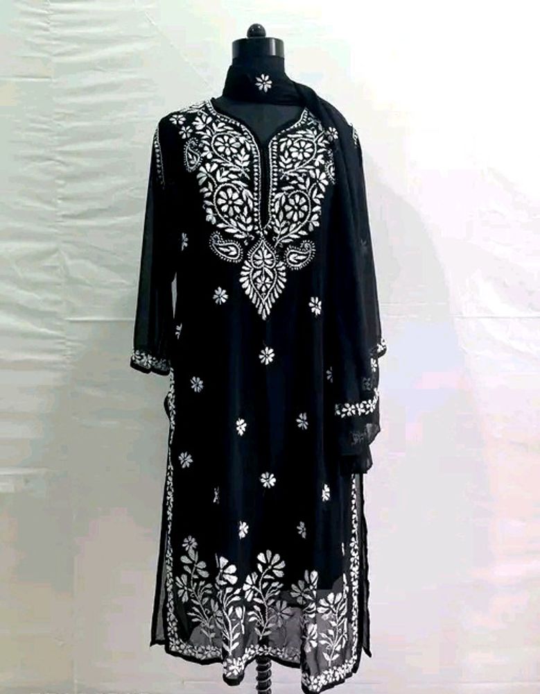 Premium Chickankari Handwork Kurta Set