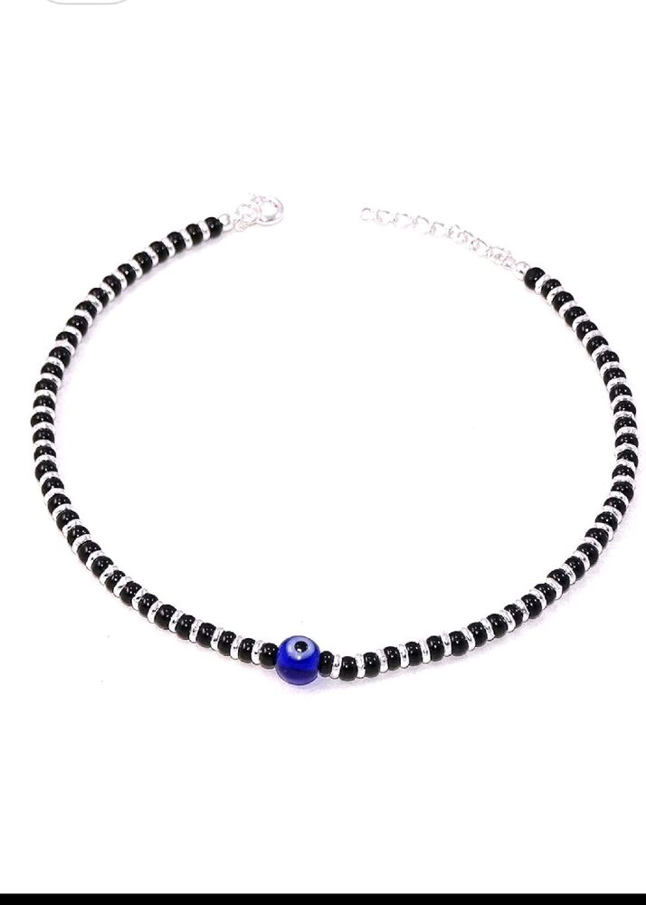 925 Pure Silver 1 Evil eye Bead Anklet (1 Piece)