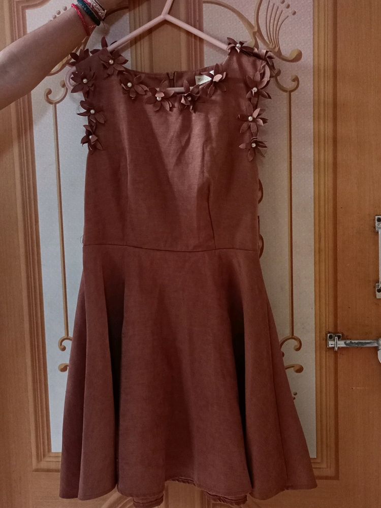 Mini Dress Light Brown Colour