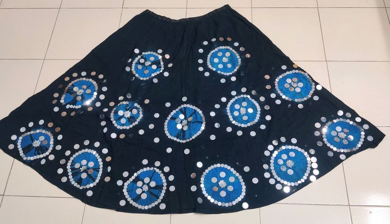 Cotton Mirror Work Skirt Navratri Dance Skirts