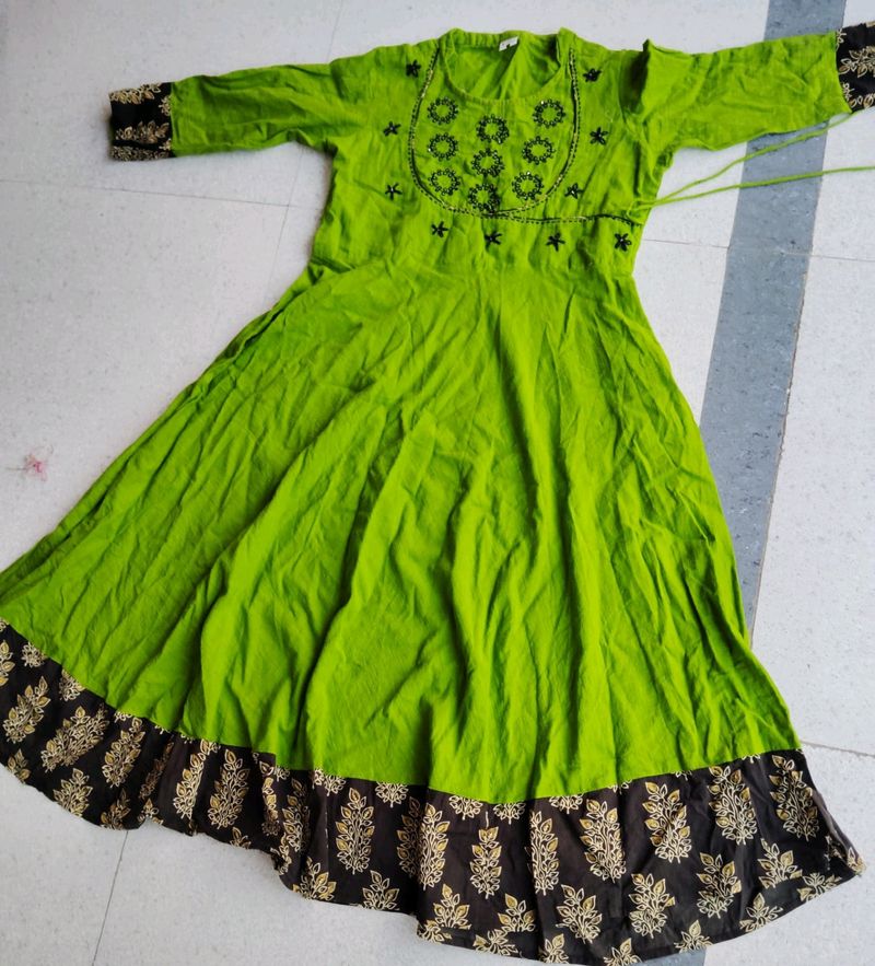 Beautiful Embroidery Kurta Gown With Pure Cotton