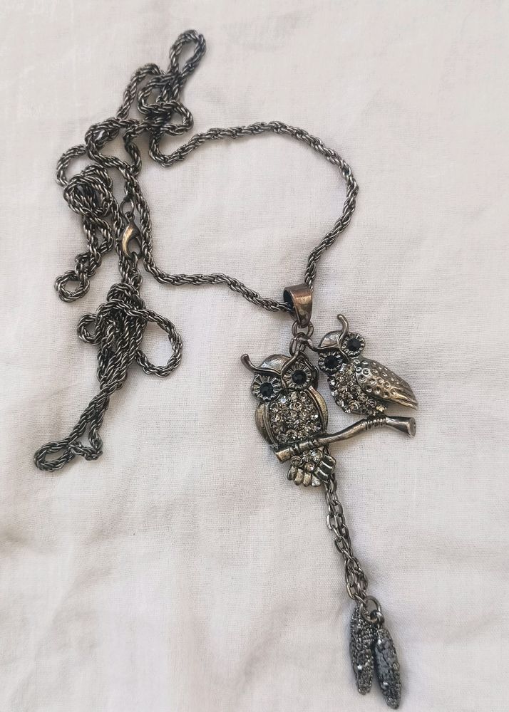 Oxidized Owl Necklace