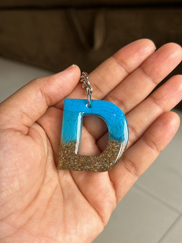 Handmade Resin Keychain Letter D