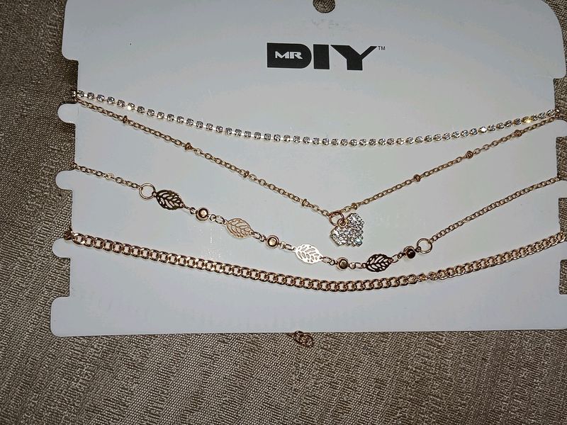 4 Set Of Necklace Rose Gold Plated