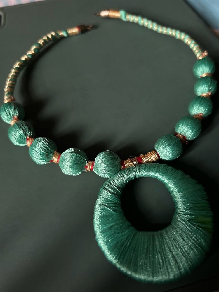 Necklace Handmade Silk Thread With Round Beads