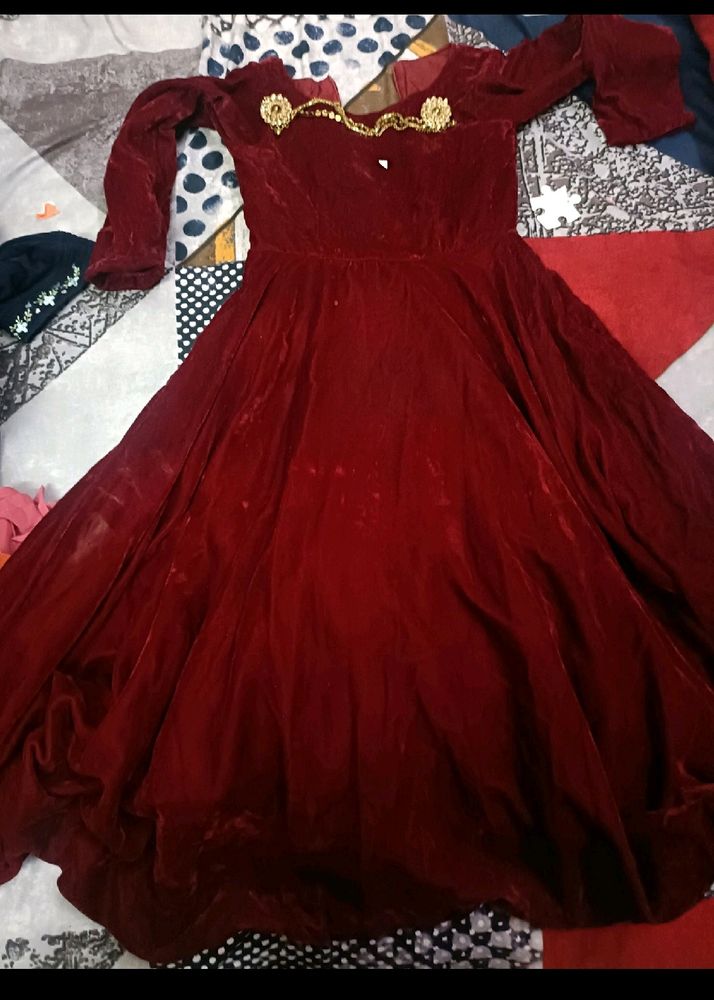 Velvet Party Gown For 4-5 Years Old Girl