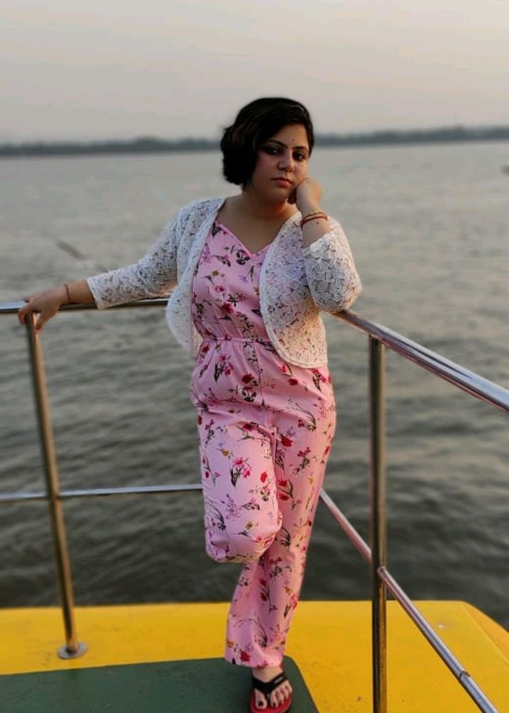 Light Pink Coloured Floral Print Jumpsuit