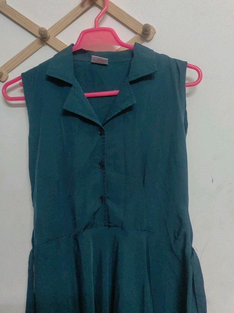 Green Flared Dress For Women