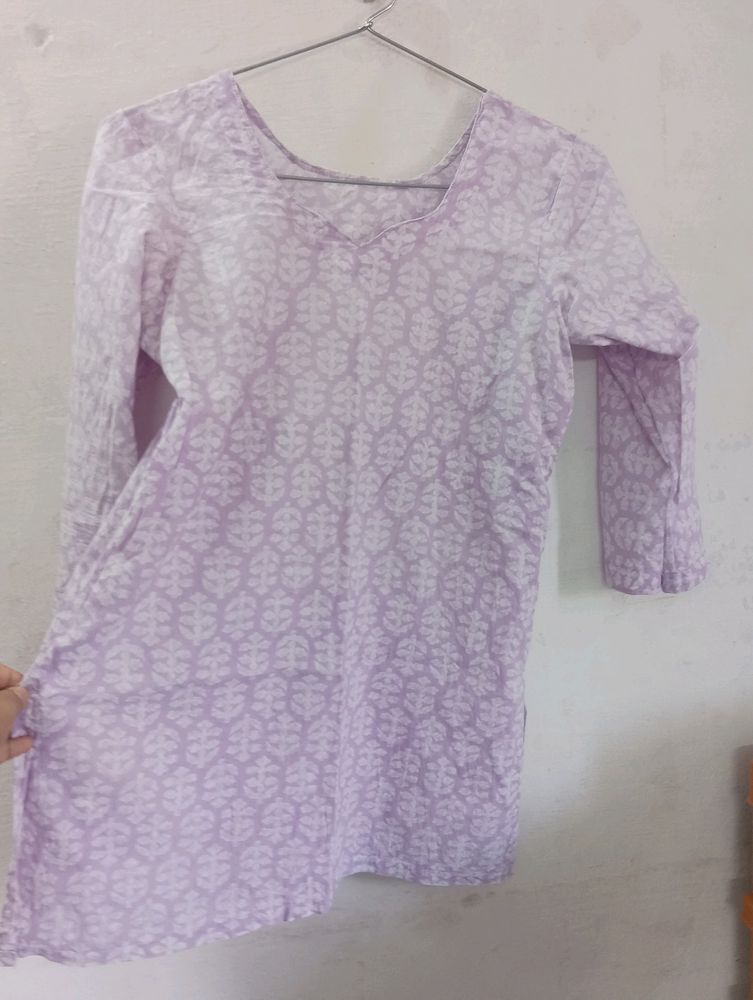 Lavender Short Kurti/ Top For Women