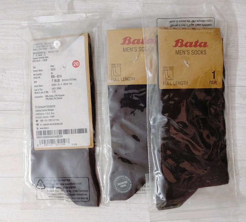 The Bata New Socks Combo-3 Formal Wear(Brown).