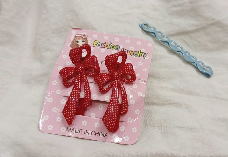 COQUETTE BOW CLIPS + HEART CLIP