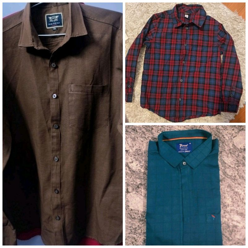 THREE NEW COTTON FULL SLEEVE SHIRTS