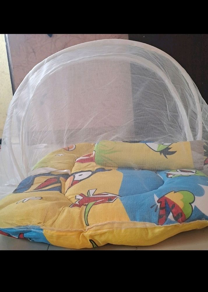 Baby Bed With Pillow And Net In Packing Bag.