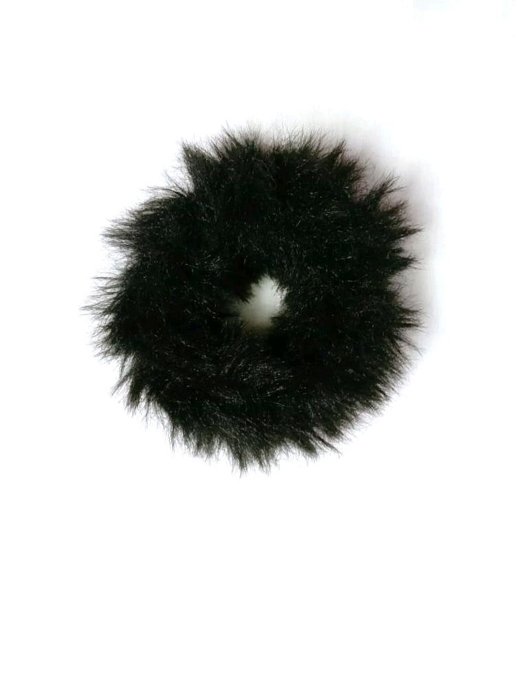 Black Fur Scrunchie