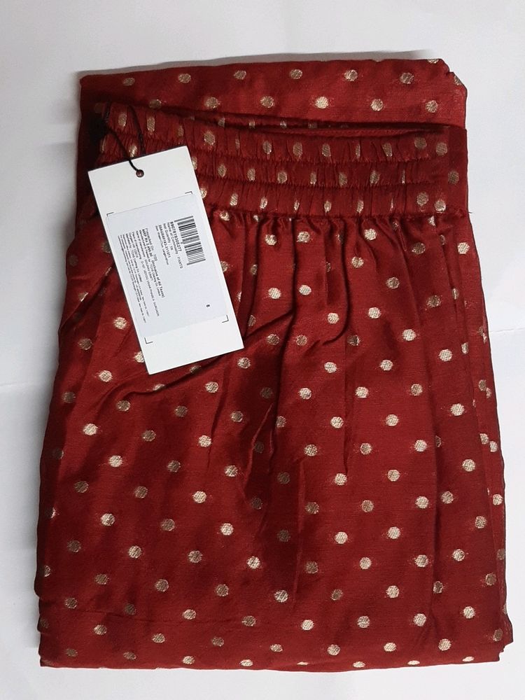 W Brand Dark Red Jacquard Parallel Pants