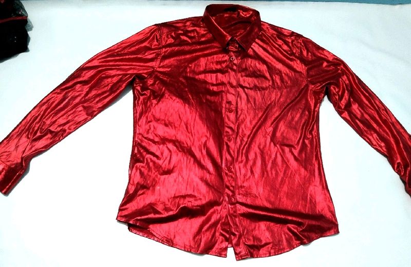 RED METALLIC STYLE SHIRT FOR WOMEN