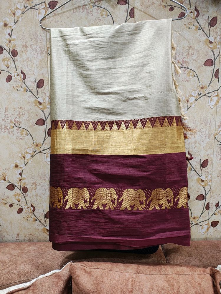 Beautiful Elephant Print Saree