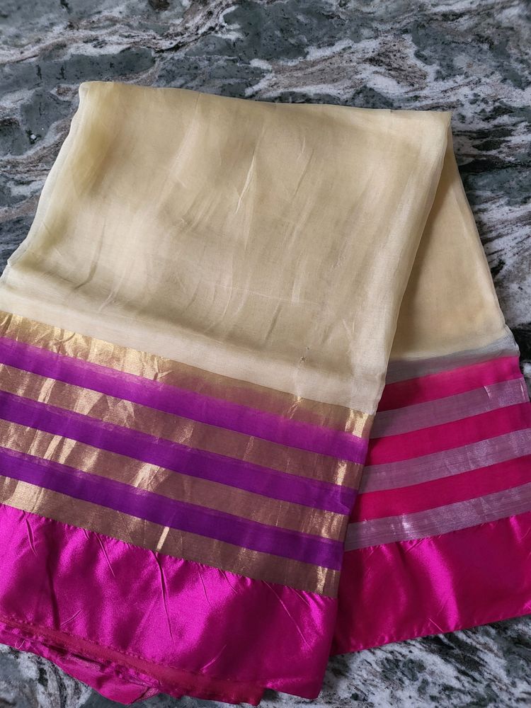 Organza Saree With Double Shade Border